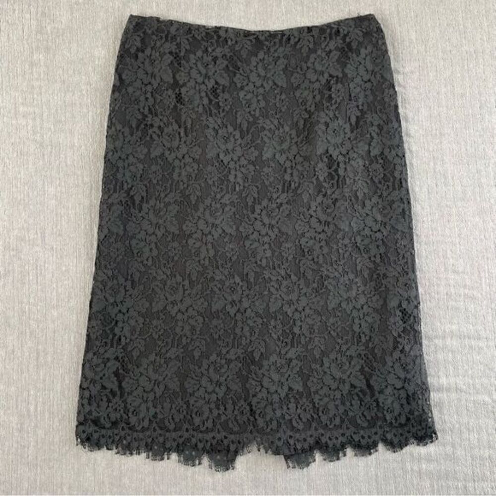 Kate Hill Black Lace Knee Length High Waist Midi Skirt Women’s Size 10